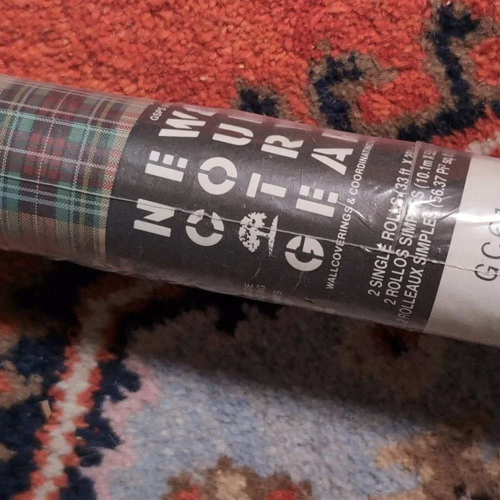 New Country Gear Plaid Prepasted Vinyl Wallpaper GC6141 Green Red Tan 33ft
